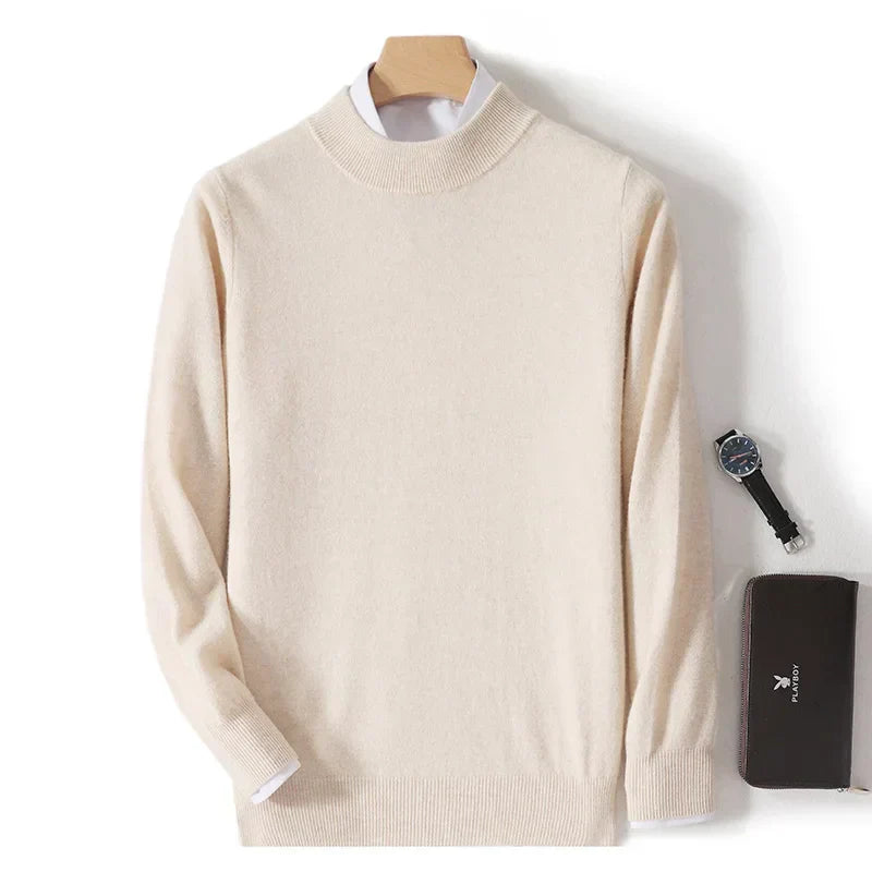 Astra Mens Pure Wool Cashmere Sweater With Half Neck Pullover