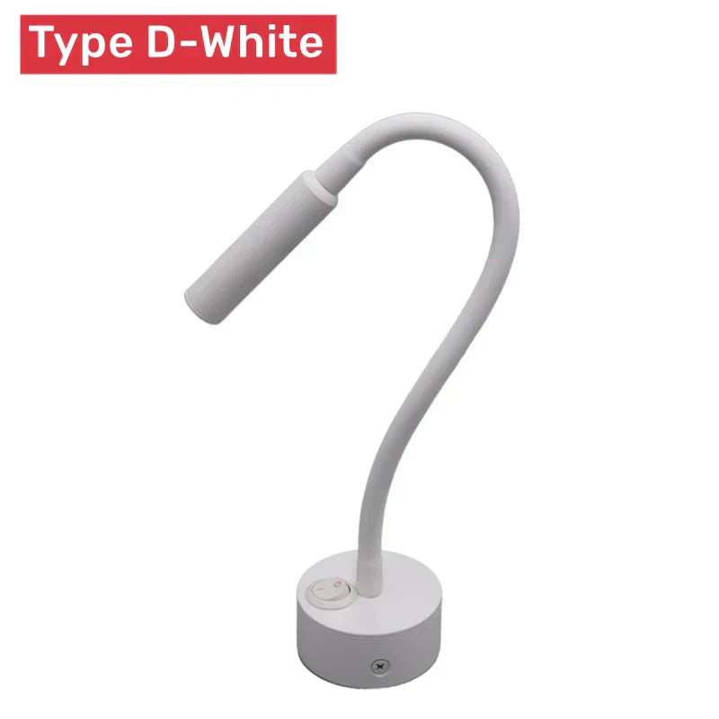 Contemporary Flexible LED Wall Light For Reading With Switch For Bedroom Or Study 1W To 3W