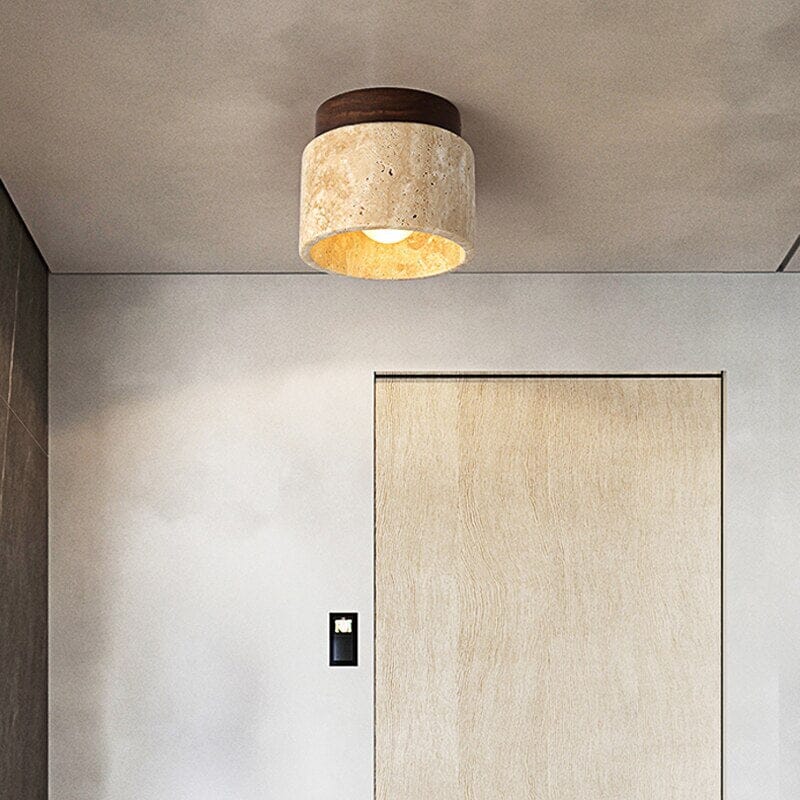 Aurelia Marmurowa Lampa Sufitowa w Żółtym Kolorze w Stylu Wabi Sabi