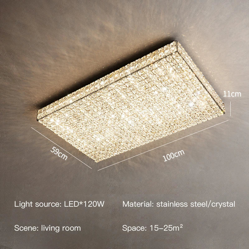 NovaLux Crystal Square Chandelier With Diamond Shine Fixture