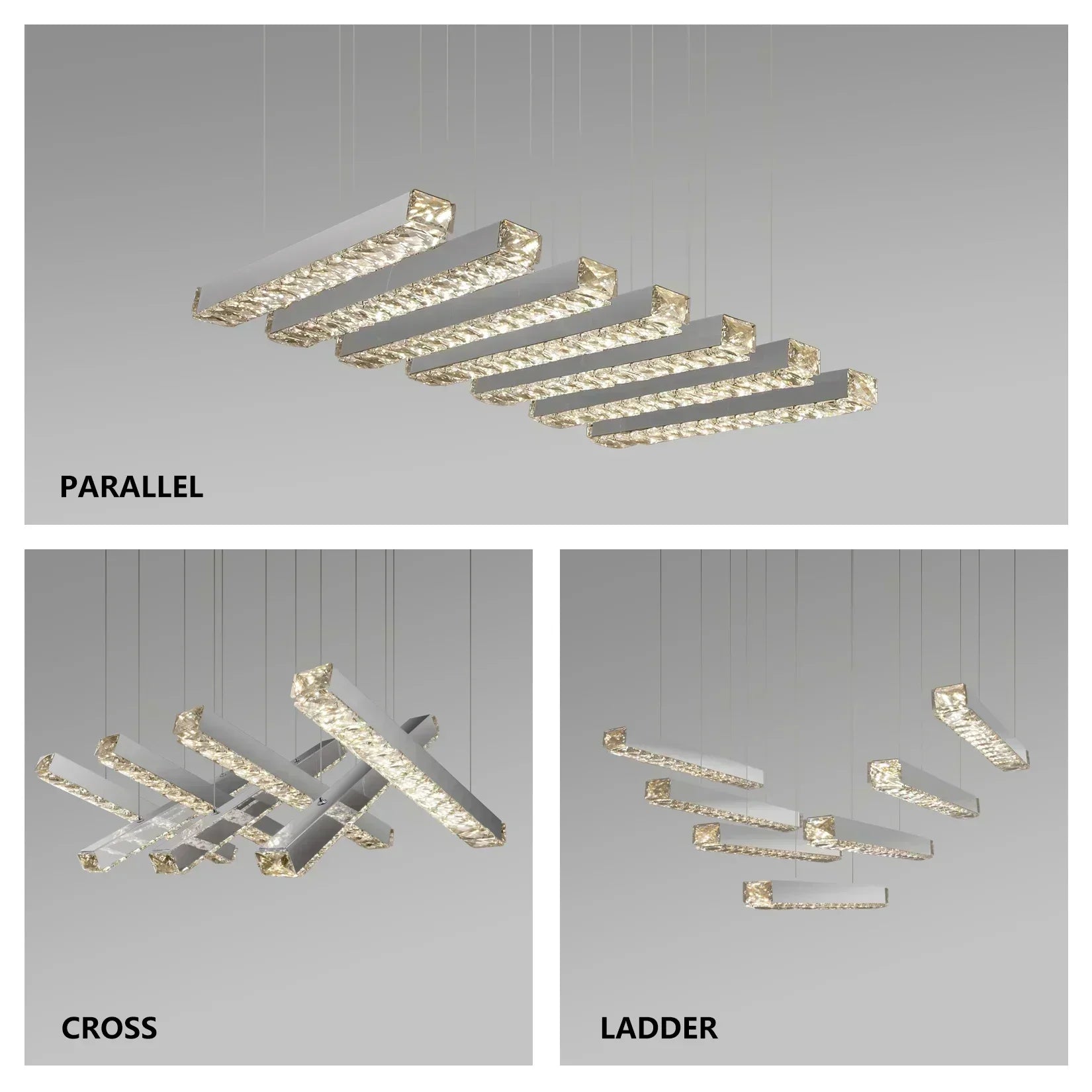 LustraNova Kristall LED-Lüster mit silbernem Chrom-Finish