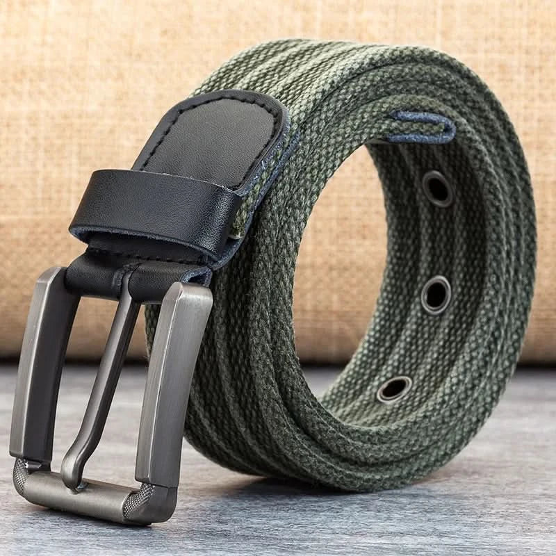 حزام قماشي يومي رجالي مع حزام خصر مخطط ومظهر كلاسيكي
