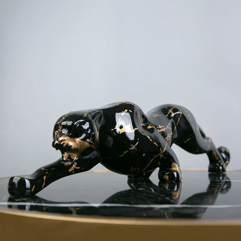 Jaguar stenen sculptuur voor klassieke woondecoratie en kunstverzamelaars