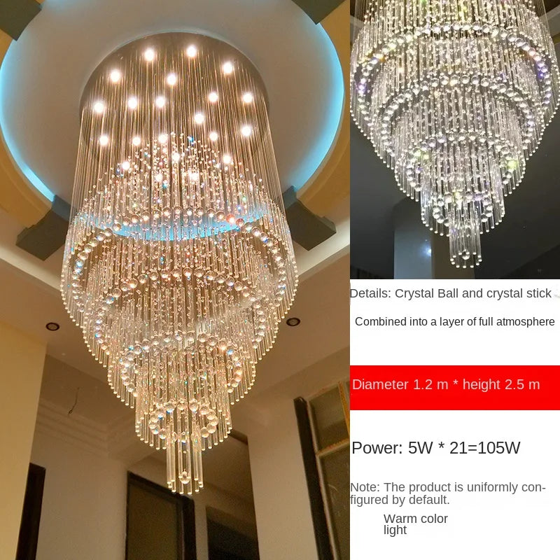Lumina Krystal Lysekrone i Rustfrit Stål og Krystaller