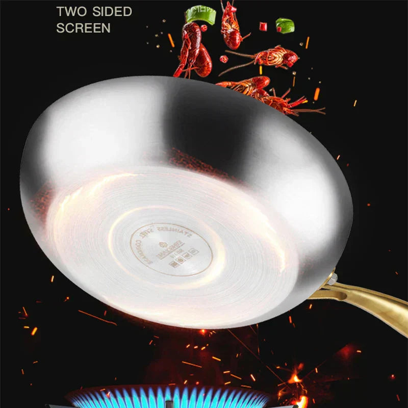 Patelnia wok Aurelin 28 cm ze stali nierdzewnej 316 z powłoką nieprzywierającą