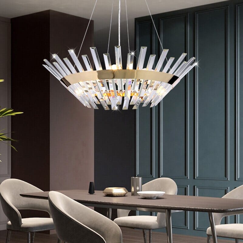 Elara Crystal Ring Chandelier With Champagne Gold Glow Crystals