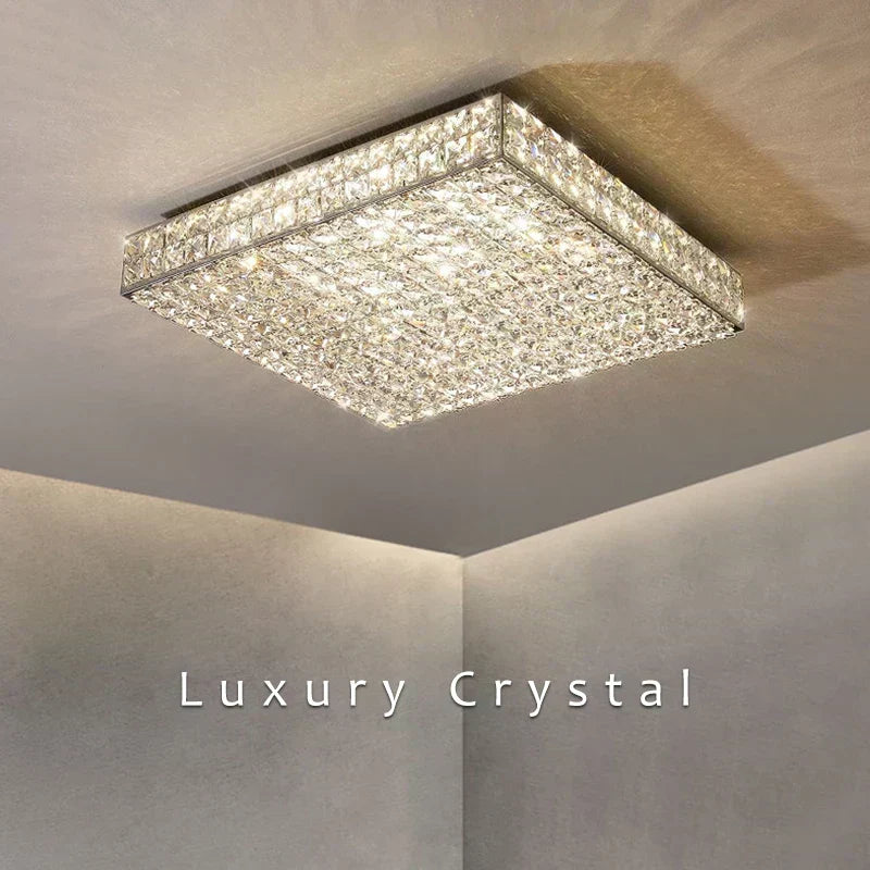 NovaLux Crystal Square Chandelier With Diamond Shine Fixture