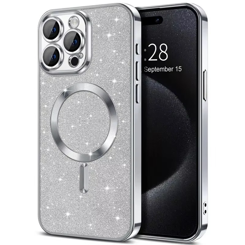 Glittery Electroplate MagSafe Case For iPhone, Protective Accessory