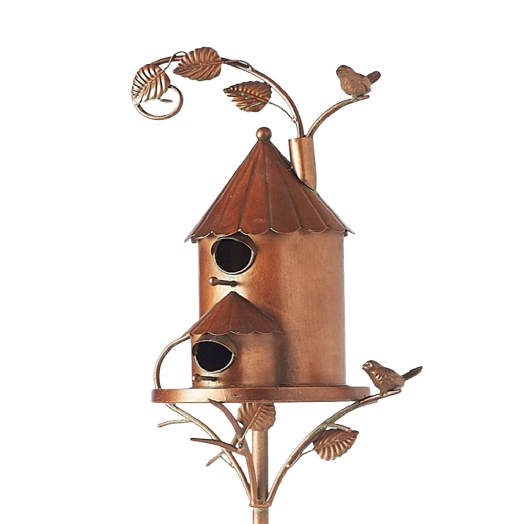 FeatherNest tuinsteker vogelhuisje met metalen kunstaccent voor buitengebruik