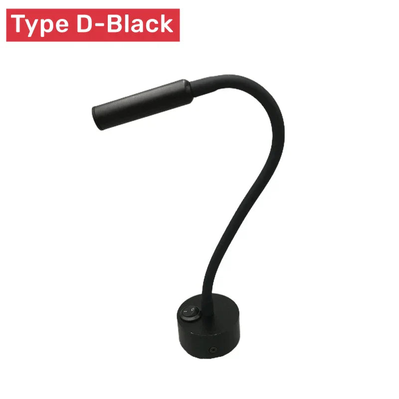 Contemporary Flexible LED Wall Light For Reading With Switch For Bedroom Or Study 1W To 3W
