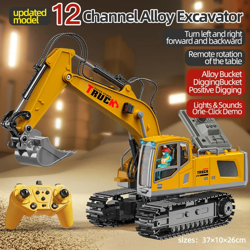 RoboExcavator Alloy RC Excavator With Lights And Sound Effects