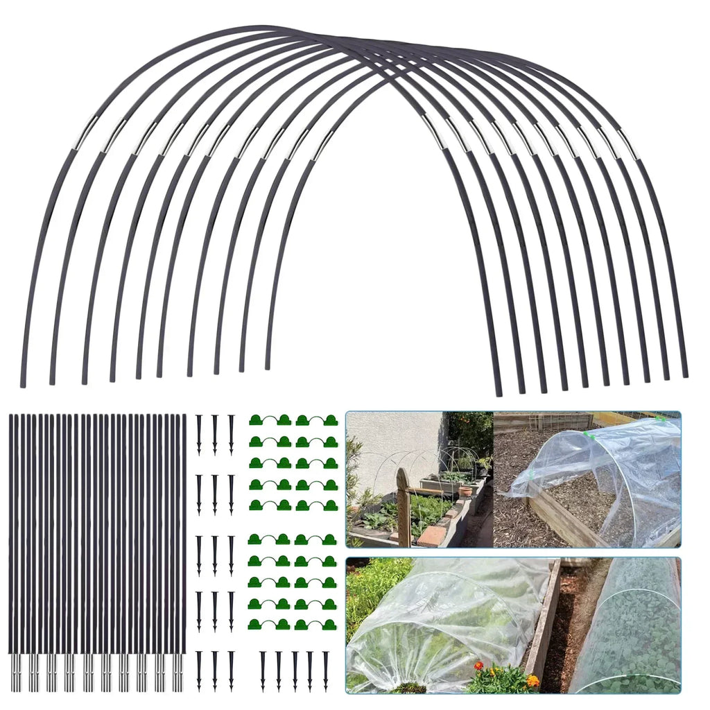 Plantura FlexGrow Garden Arch Set made of fiberglass | DIY Plant Tunnel for raised beds & cold frames | Rustproof & Reusable | Including connectors