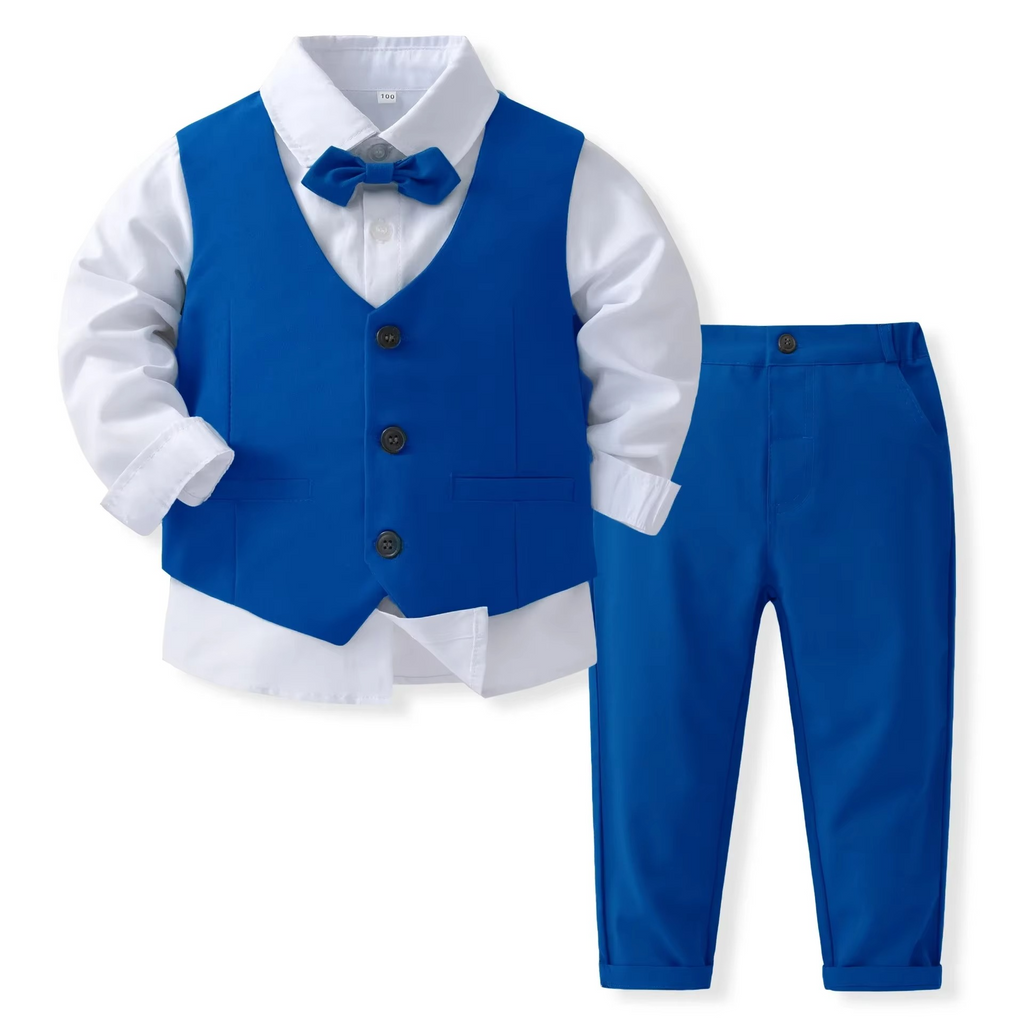 Klasický bavlněný formální outfit pro chlapce, oblečení na slavnostní příležitosti pro batolata a děti