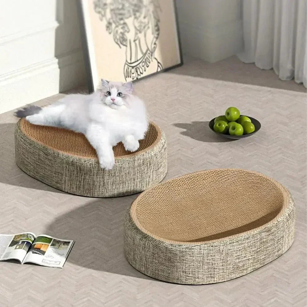 NuzzleNest Flettet Oval Sisal Kattelounge for Kloring og Koselig Søvn for Katter