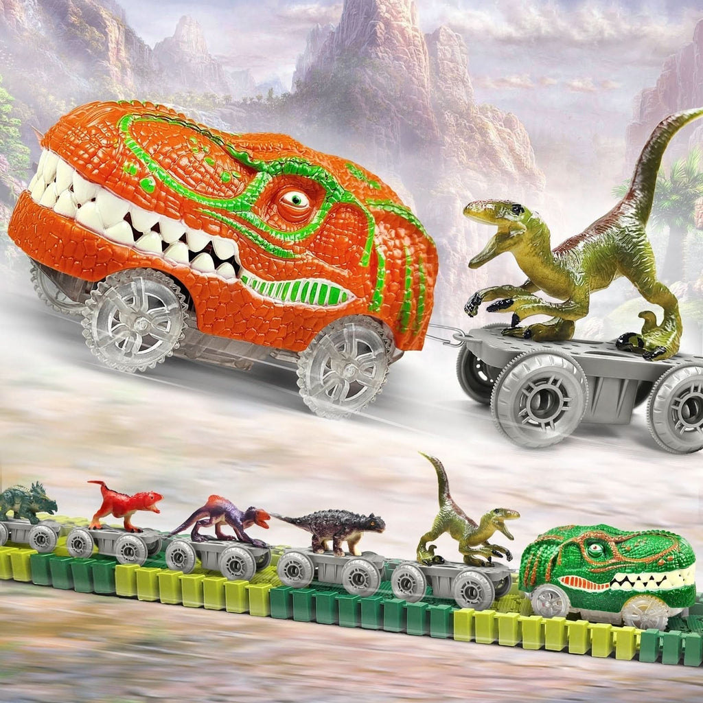 Interaktywny Pociąg Dinozaurów RaptorRail dla Kreatywnych Dzieci w Wieku 3 lat i Starszych