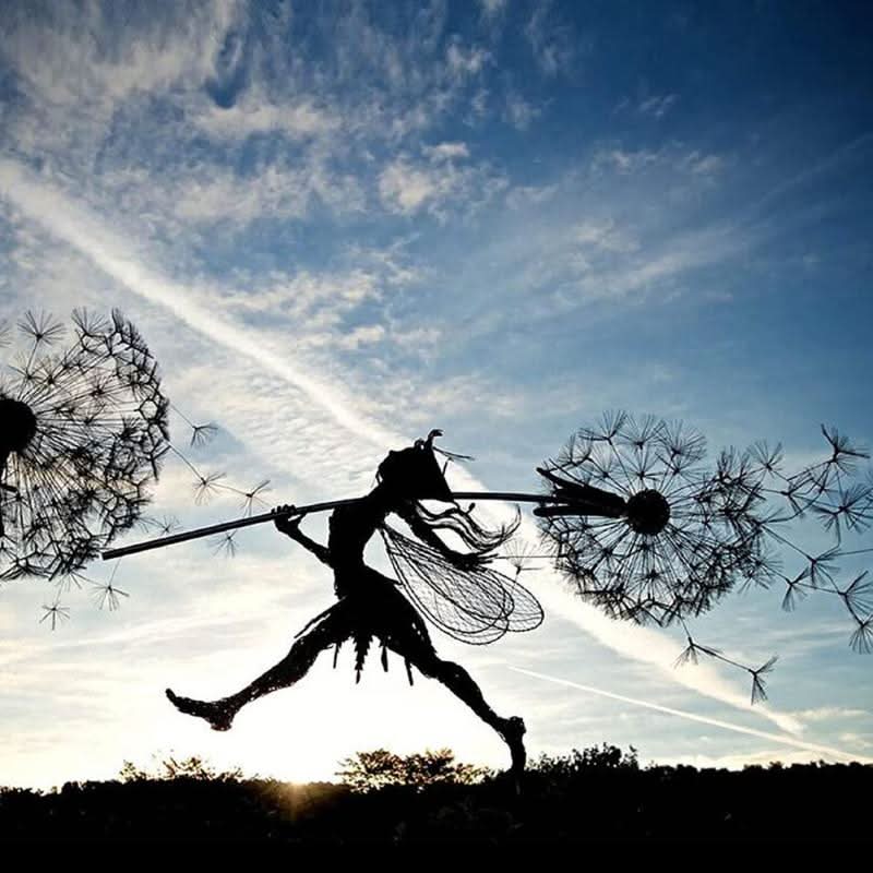 Fairy metalen tuinbeeld voor buiten, gazondecoratie en tuinornament