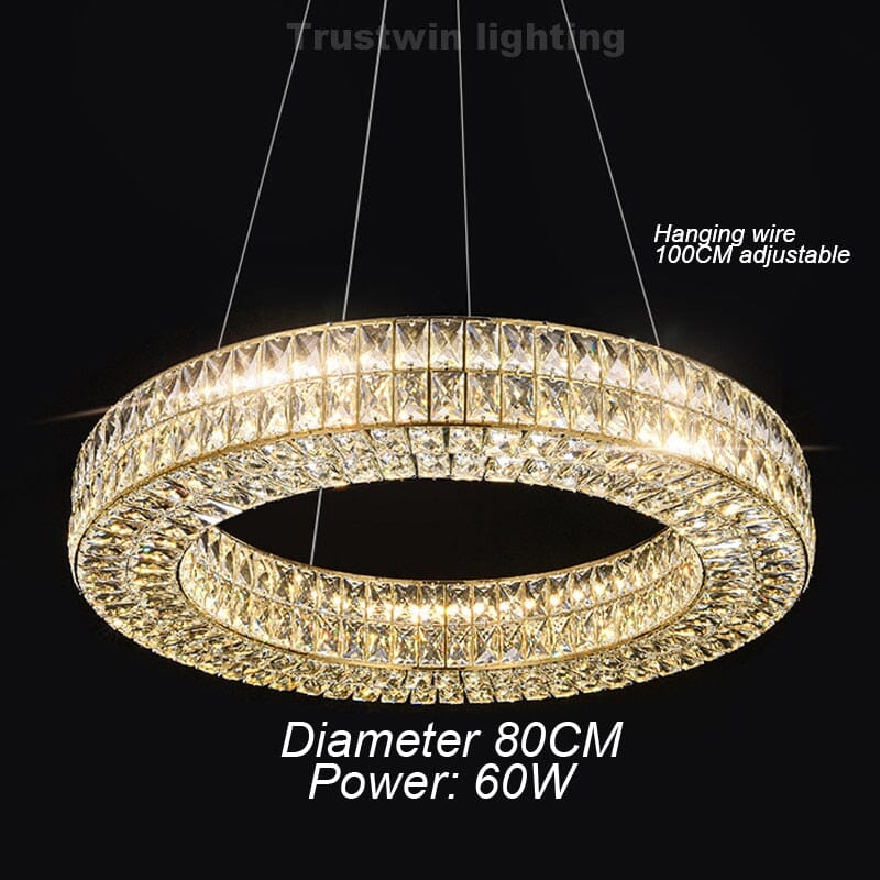 Candeeiro de Cristal LumaRing com Anel Dourado e Mudança de Cor