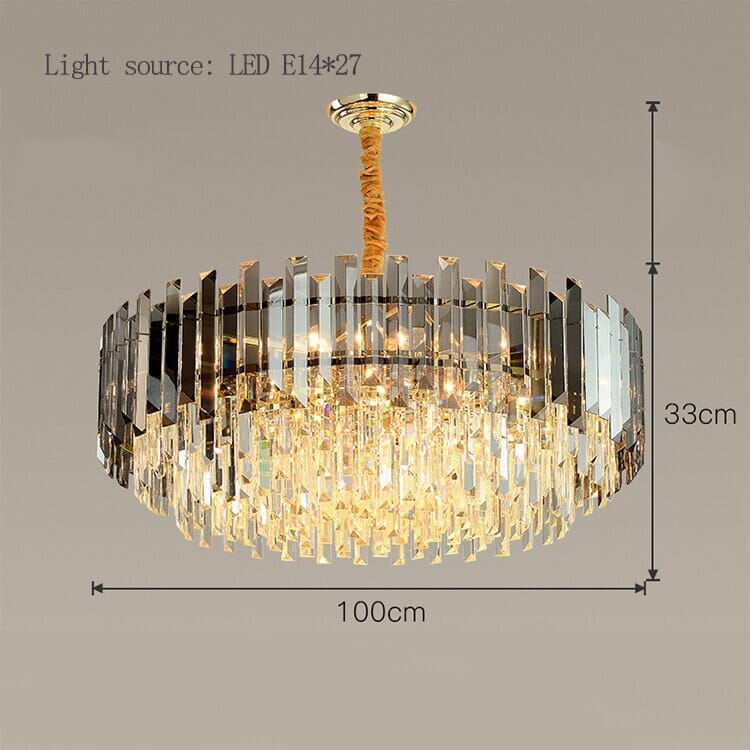 Lampadario Premium Aurelia Rotondo in Cristallo Dorato LED