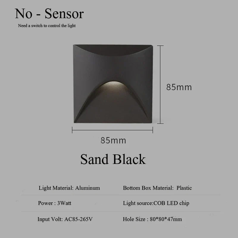 IP65 LED Recessed Outdoor Wall Light 3W Stair and Balcony Step Lamp