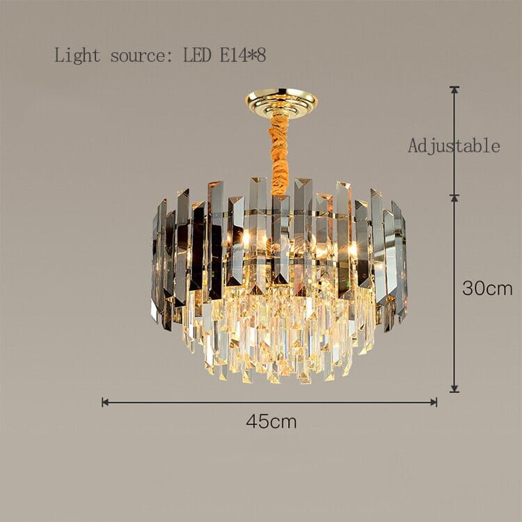 Lampadario Premium Aurelia Rotondo in Cristallo Dorato LED