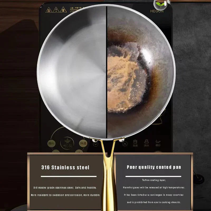 Patelnia wok Aurelin 28 cm ze stali nierdzewnej 316 z powłoką nieprzywierającą