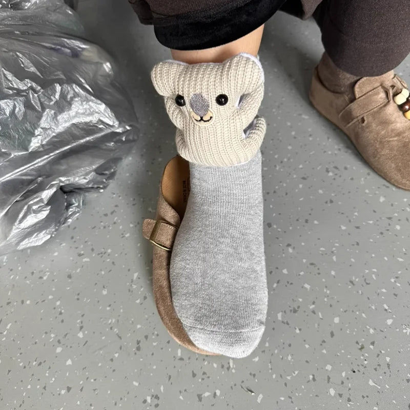 CozyNest Husstrumpor för Hemmavila med 3D-djurdetalj och Halkskydd