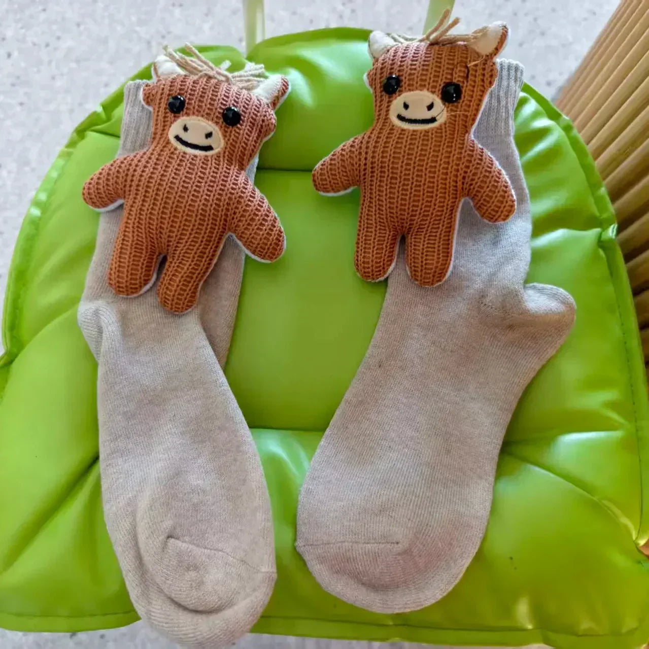 CozyNest Husstrumpor för Hemmavila med 3D-djurdetalj och Halkskydd