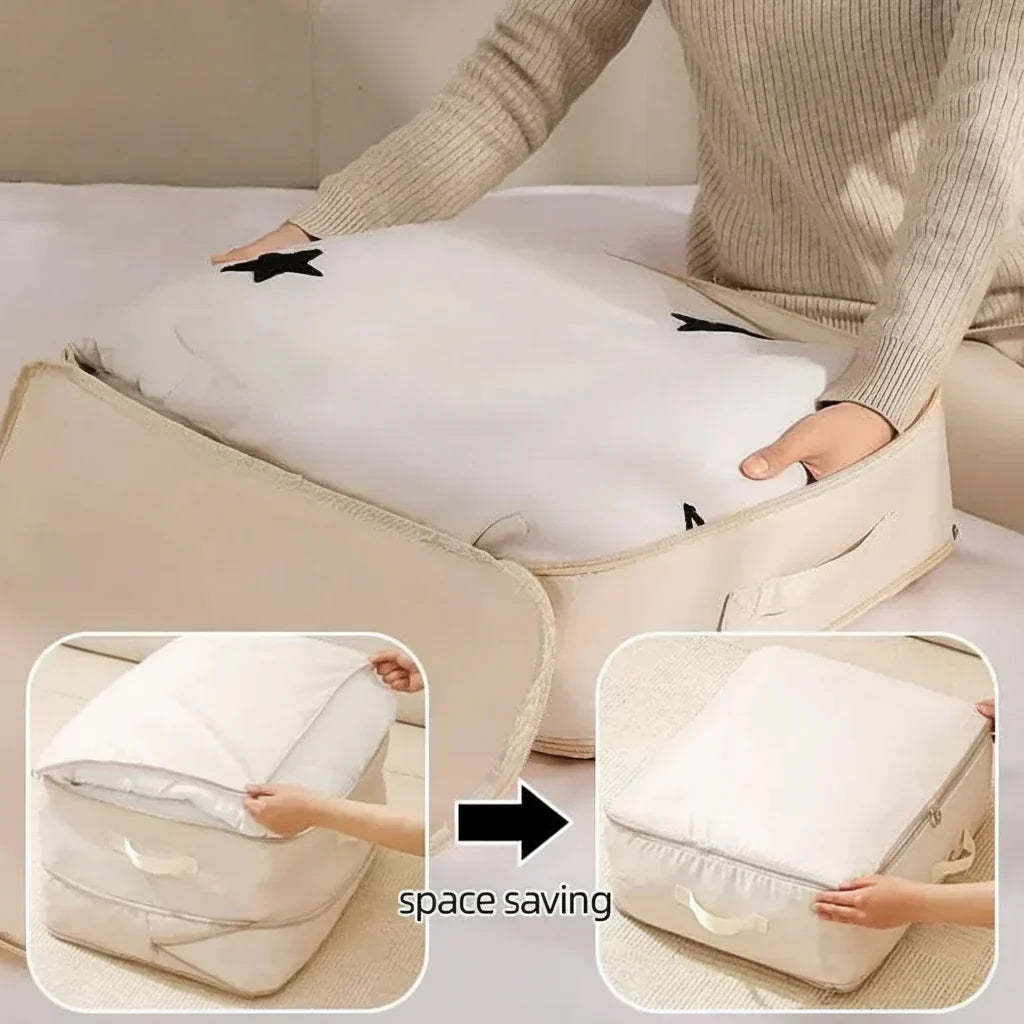 Sacchetto a Compressione con Doppio Strato e Zip per Vestiti e Piumoni Impermeabile e Antipolvere per Viaggio