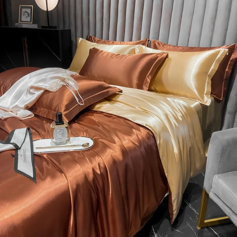 Sada hedvábného ložního prádla SilkDream pro použití v ložnici a domácí dekoraci