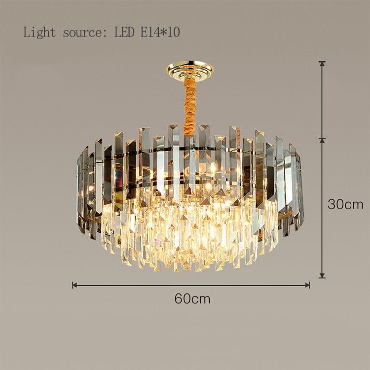 Lampadario Premium Aurelia Rotondo in Cristallo Dorato LED