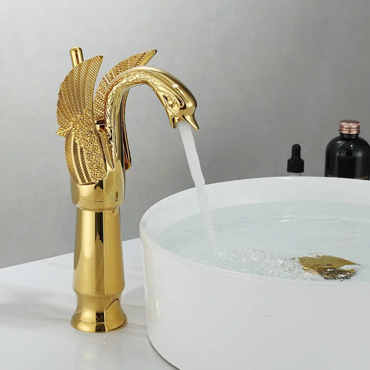 Swan Gold Ettgreps Servantkran for Moderne Bad og Toalettrom