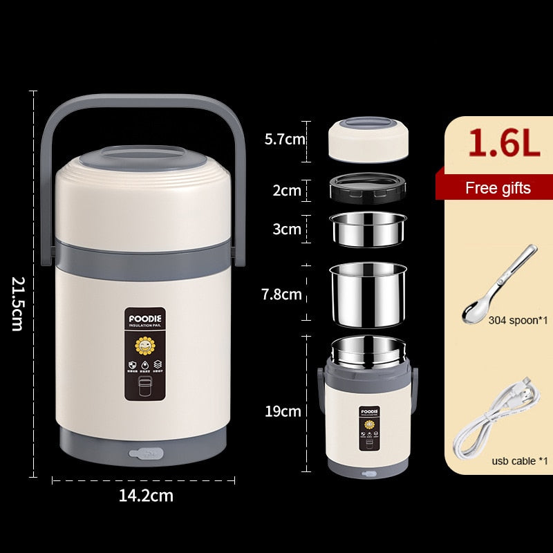 USB Heated Lunch Box | 304 Stainless Steel, Portable Food Warmer