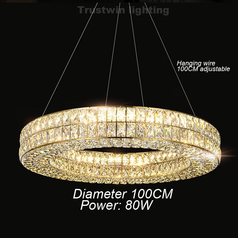 Candeeiro de Cristal LumaRing com Anel Dourado e Mudança de Cor