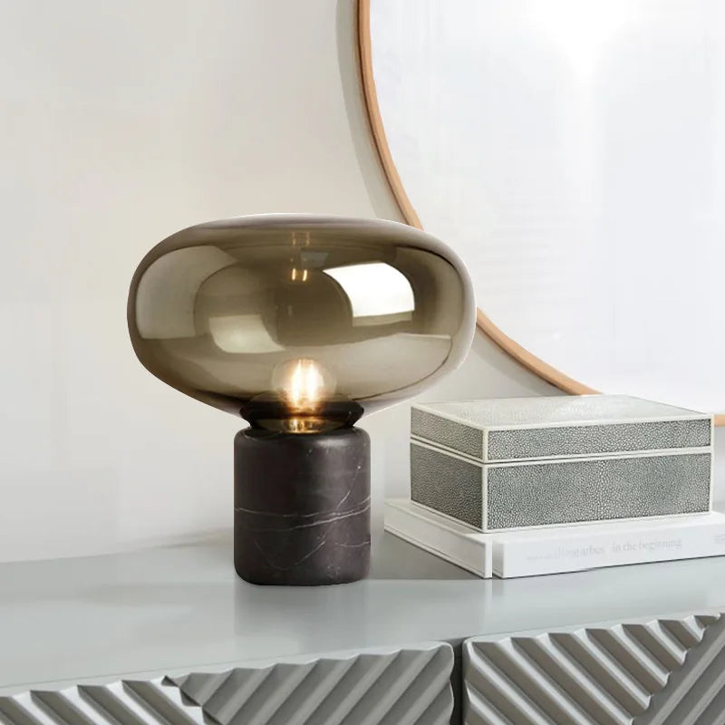 EmeraldGlow Nordic Desk Lamp With Glass Shade Forest Light
