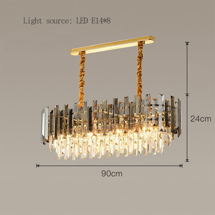 Lampadario Premium Aurelia Rotondo in Cristallo Dorato LED