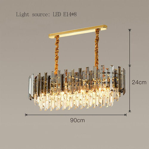 Lámpara de araña Aurelia redonda de cristal dorado LED premium