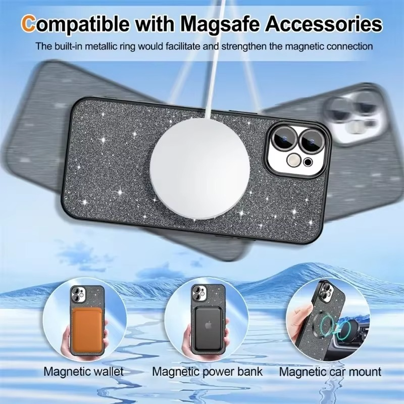 Glittery Electroplate MagSafe Case For iPhone, Protective Accessory