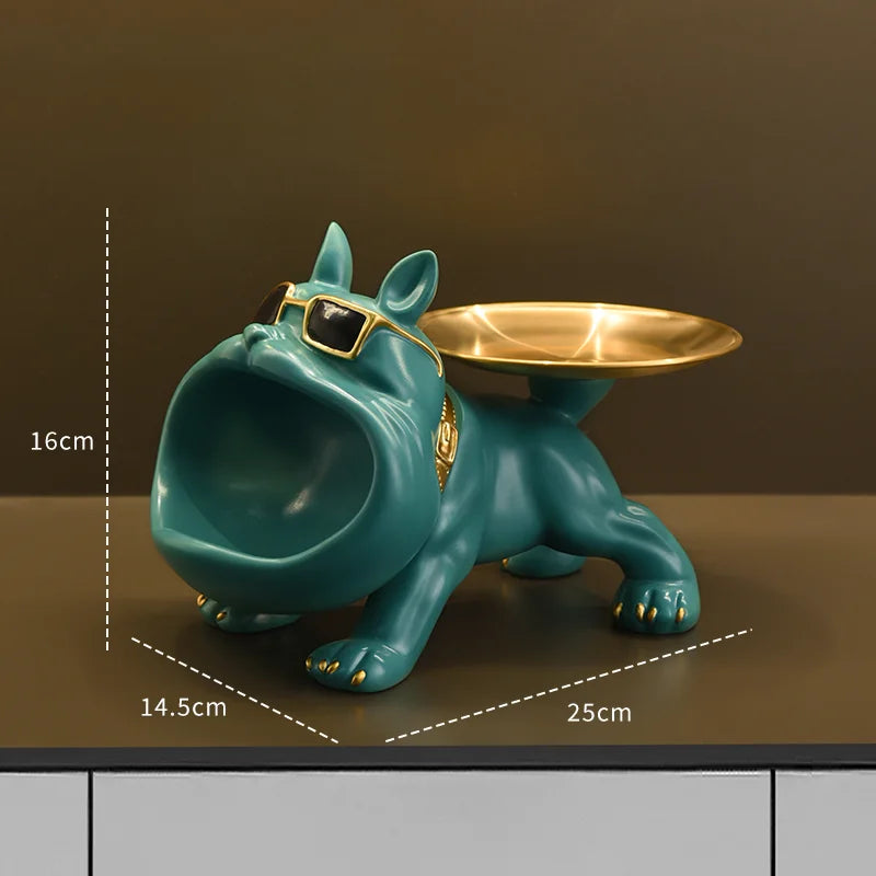PawNook Bulldog Figurine With Built In Storage Tray For Home Decor