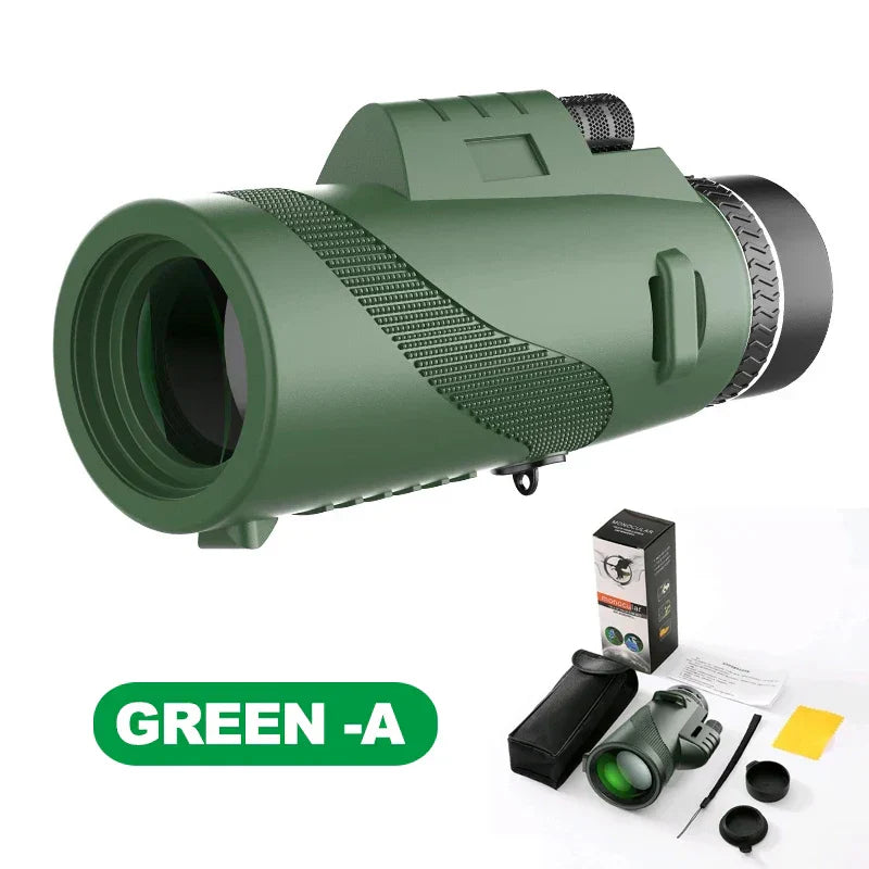 Telescopio Monocular Profesional con Prisma BAK4 y Aumento de 80x para Observación al Aire Libre
