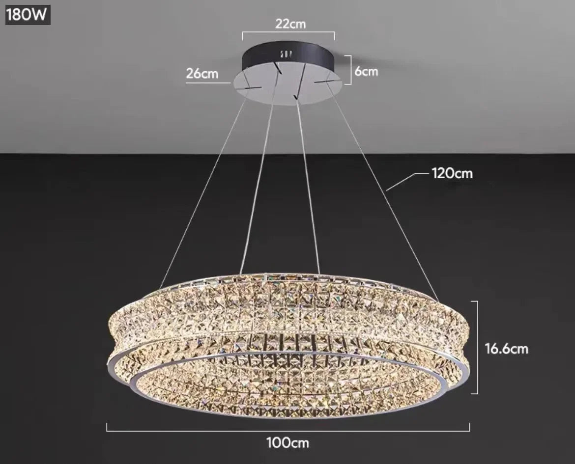 Aurora Luxe Crystal Round Chandeliers In Stainless Steel Finish