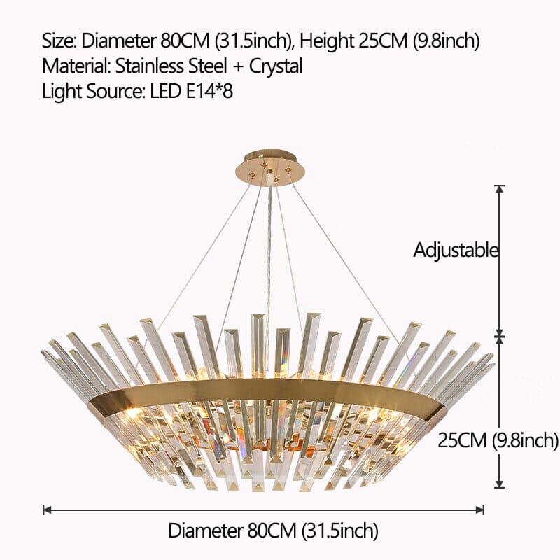 Elara Crystal Ring Chandelier With Champagne Gold Glow Crystals