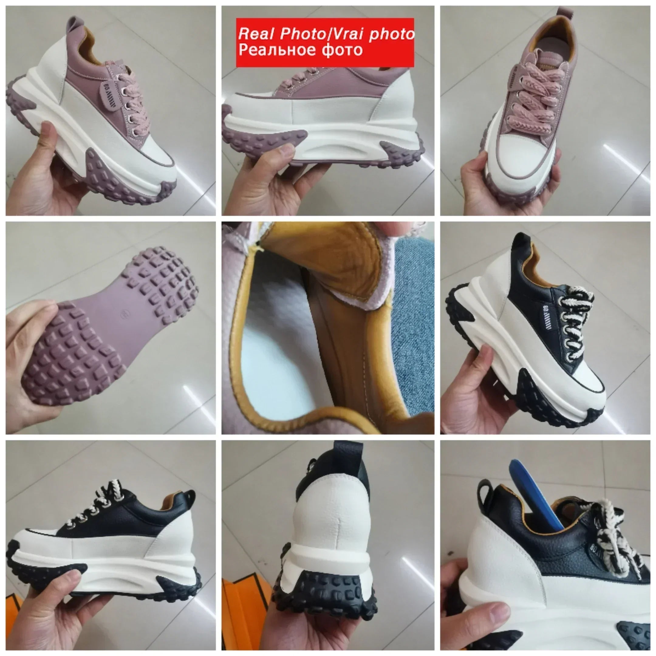 Skórzane sneakersy na koturnie z platformą o wysokości siedmiu centymetrów