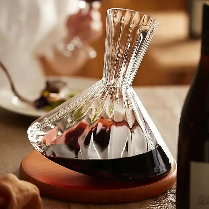 Otáčecí skleněná karafa na víno, 1 litr pro milovníky vína, elegantní stolní doplněk