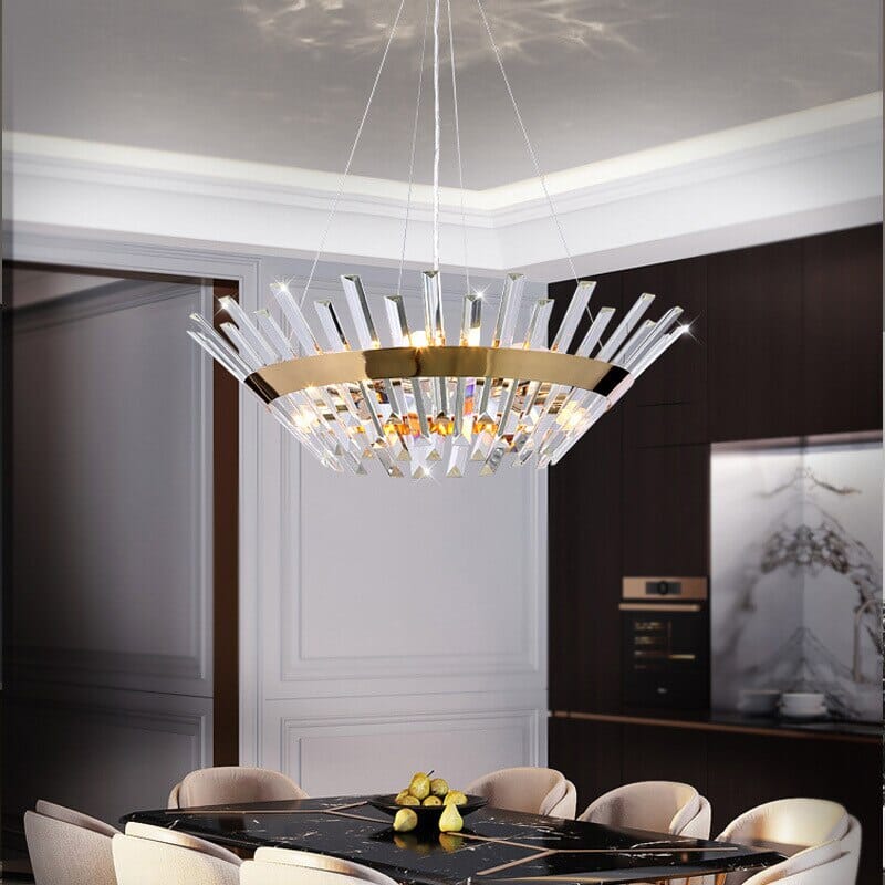 Elara Crystal Ring Chandelier With Champagne Gold Glow Crystals