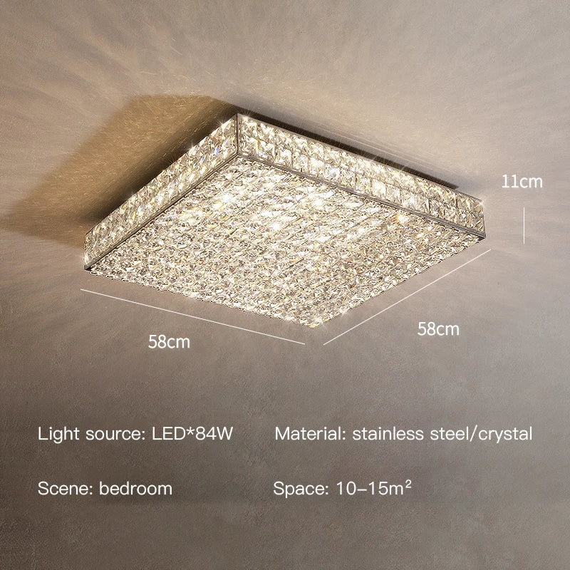 NovaLux Crystal Square Chandelier With Diamond Shine Fixture