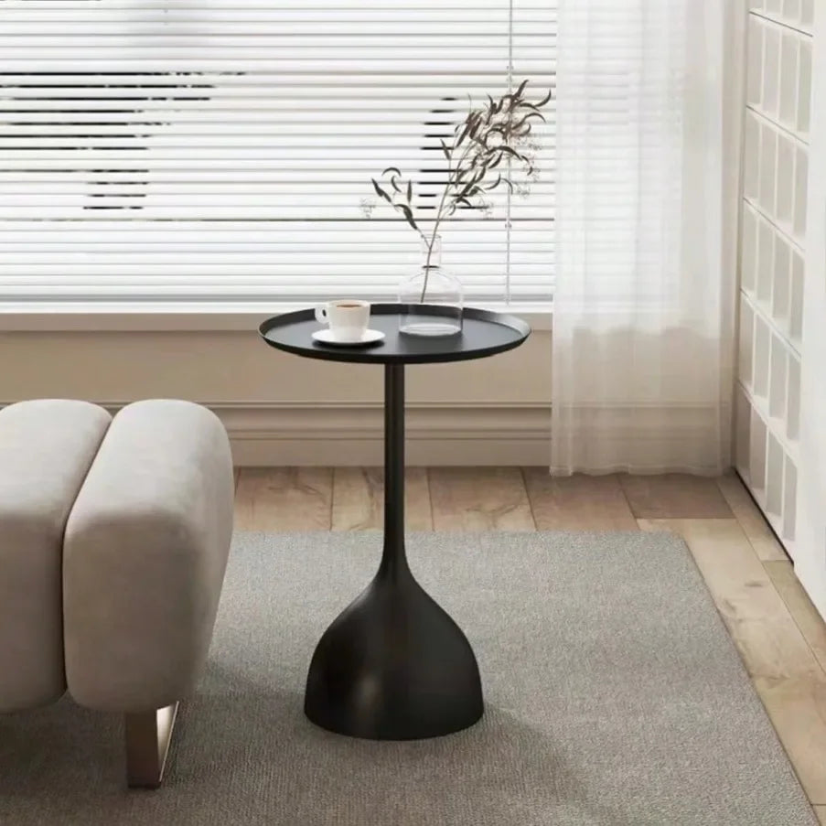 NordicLine Compact Round Metal Accent Side Table for Living Room