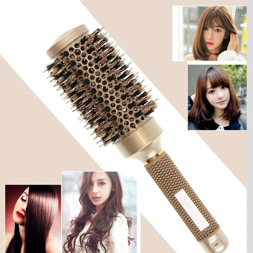 Set de cepillos redondos para el cabello con cerdas de jabalí iónicas de cerámica de calidad profesional para salón