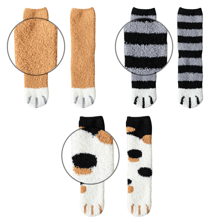 Fluffy Cat Paw Socks With Soft Claw Print Cozy Winter Comfort