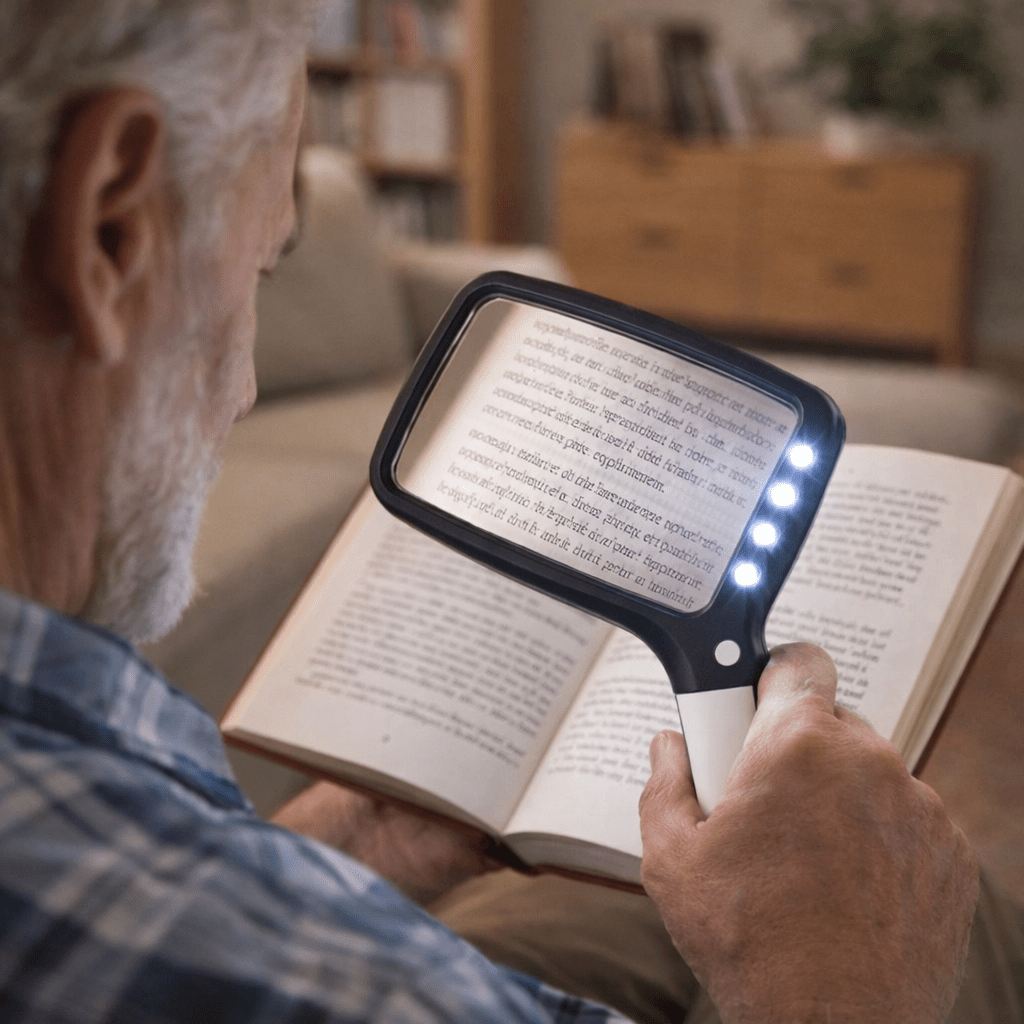 مكبر يدوي برايتلوك 3x مع إضاءة LED للعمل التفصيلي