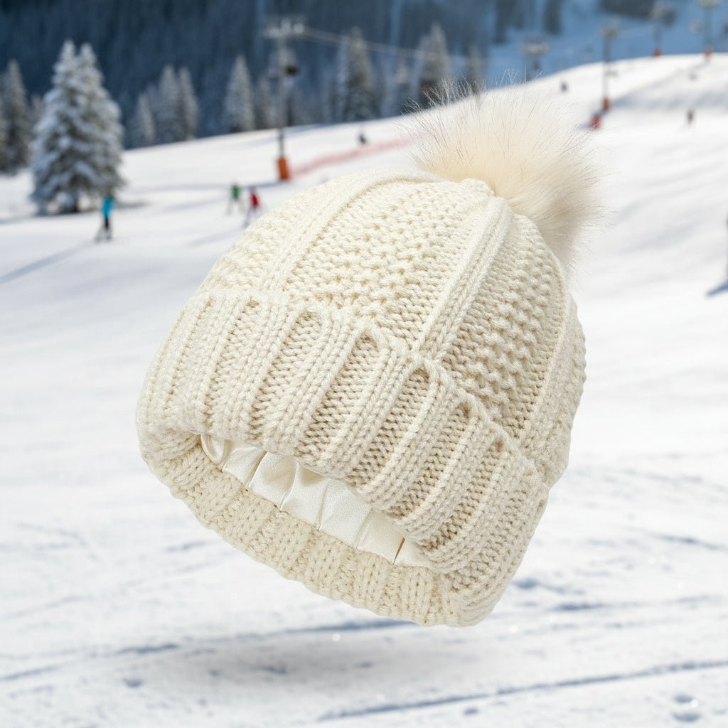 Cappello con Pon Pon Antistatico AuroraFlex con Fodera in Seta per Capelli Sani da Indossare Ogni Giorno